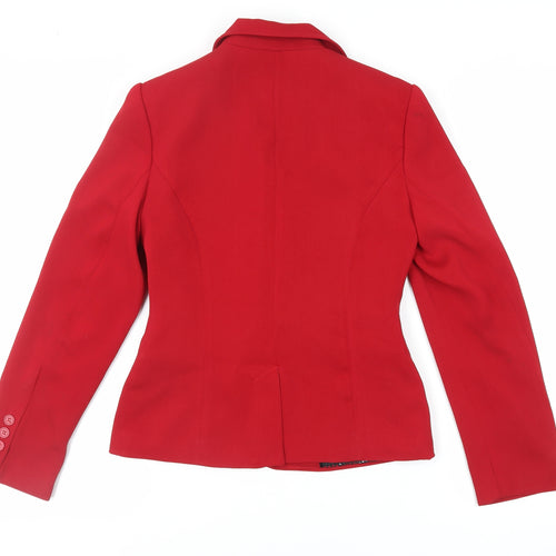 La Vie Womens Red Jacket Blazer Size 8 Button