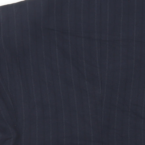 AMARANTO Womens Blue Striped Jacket Blazer Size 16 Button