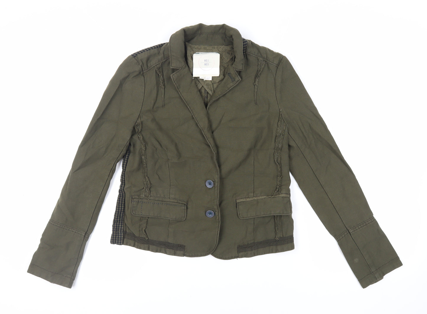 Hei Hei Womens Green Jacket Blazer Size 8 Button