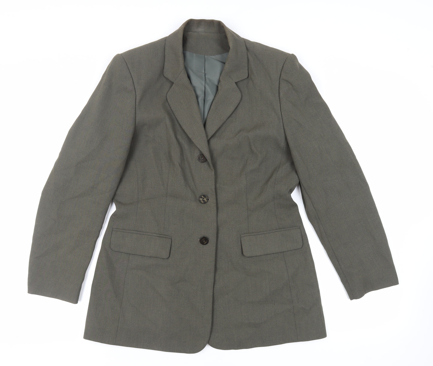 Richards Womens Green Jacket Blazer Size 14 Button