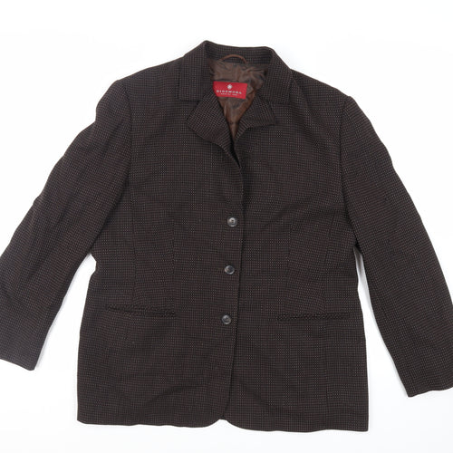 Dinomoda Womens Brown Geometric Jacket Blazer Size 16 Button
