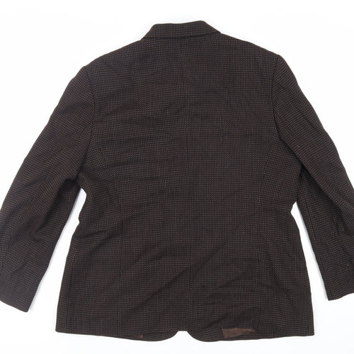 Dinomoda Womens Brown Geometric Jacket Blazer Size 16 Button