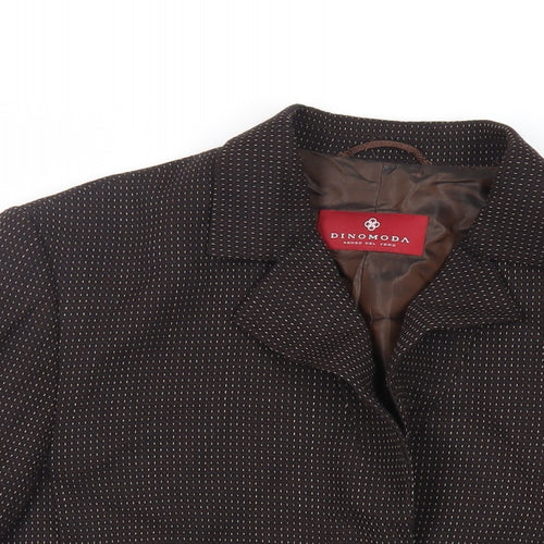 Dinomoda Womens Brown Geometric Jacket Blazer Size 16 Button