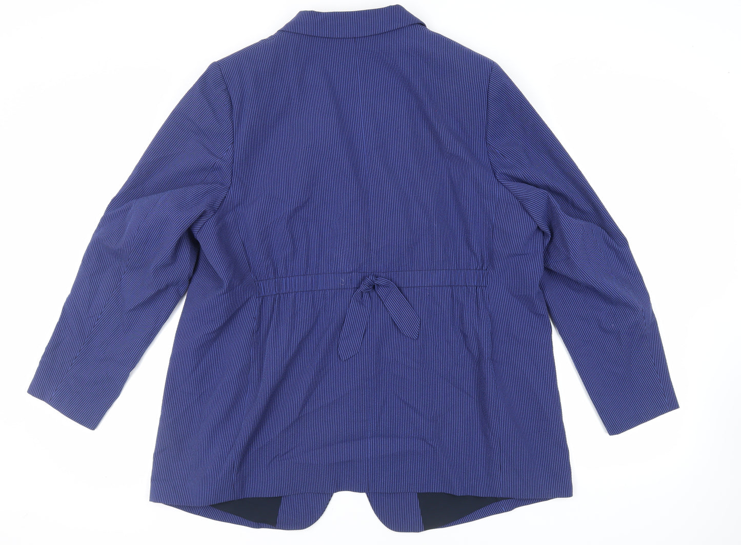 Marks and Spencer Womens Blue Striped Jacket Blazer Size 22 Button