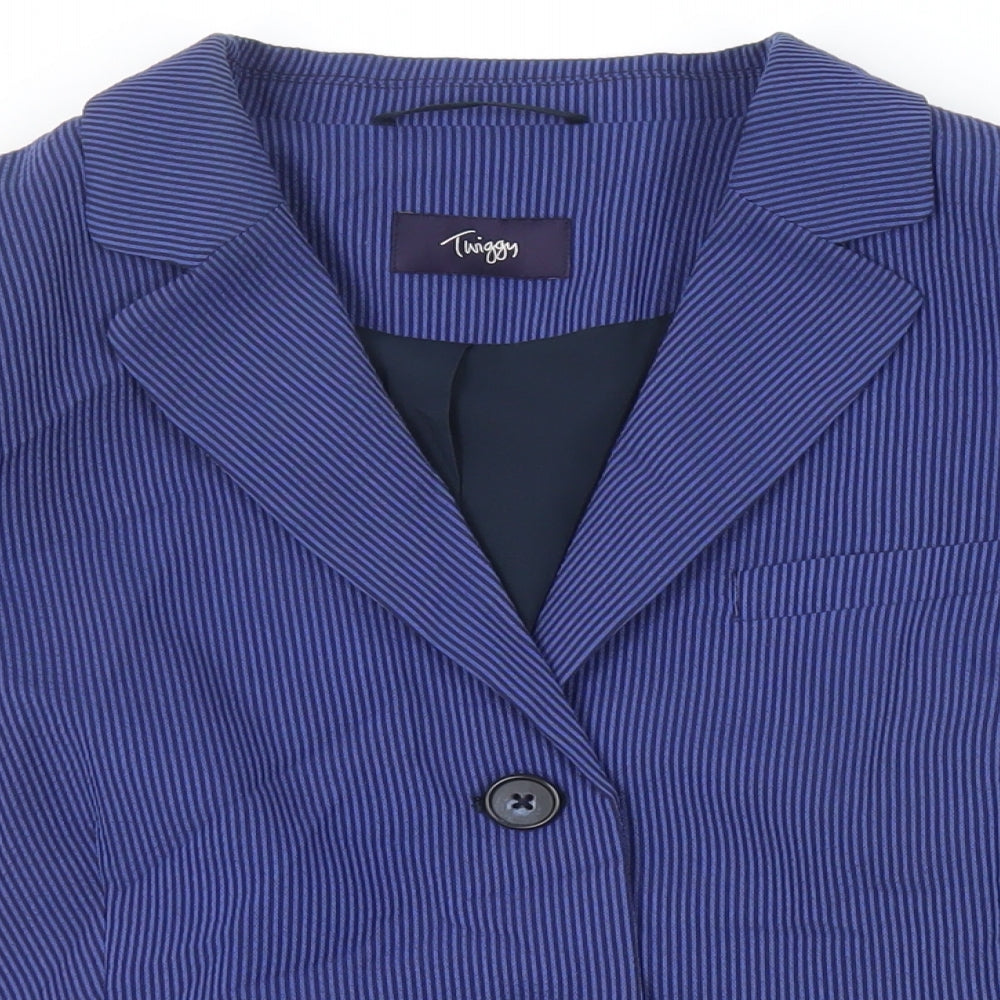 Marks and Spencer Womens Blue Striped Jacket Blazer Size 22 Button