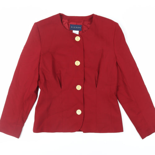 Alexon Womens Red Jacket Blazer Size 10 Button - Vintage