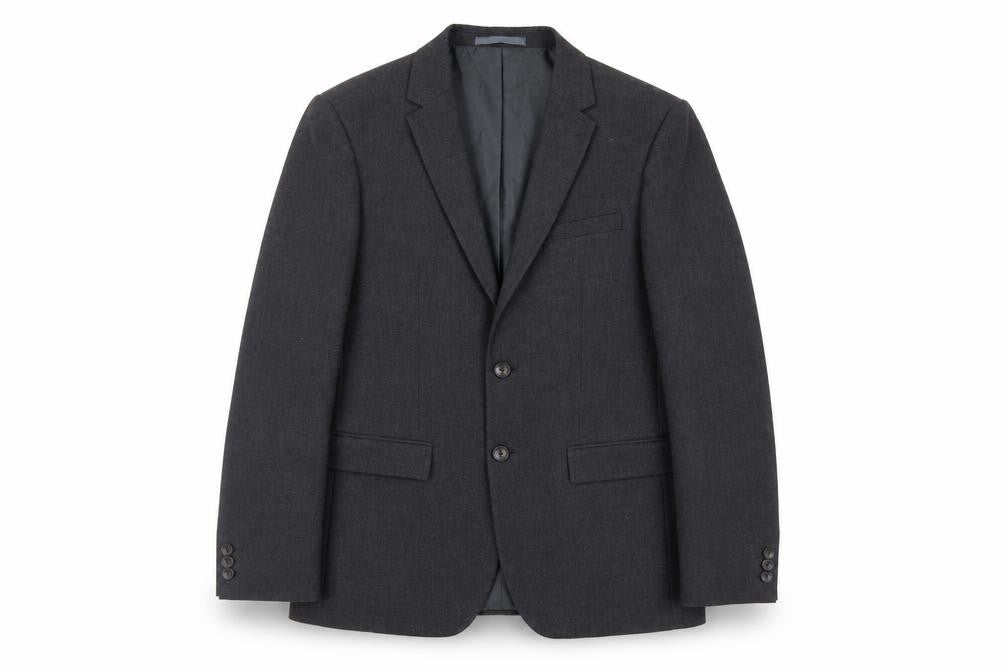 Front view of Marks & Spencer men’s grey polyester jacket suit jacket, size 38, regular