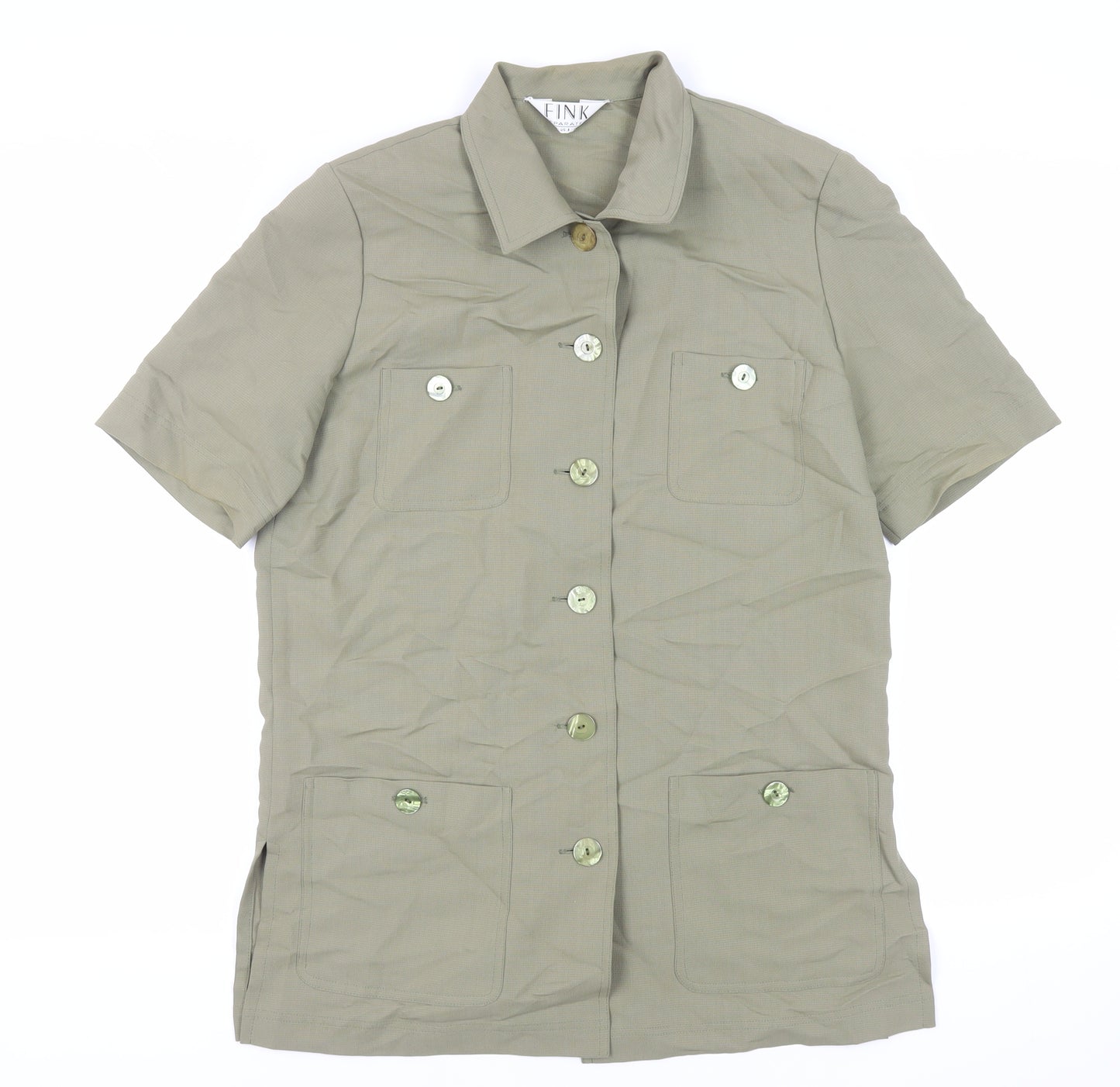 FINK Womens Green Jacket Blazer Size 12 Button - Vintage Unlined