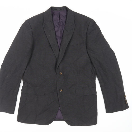 Fellini Mens Grey Polyester Jacket Suit Jacket Size 40 Regular