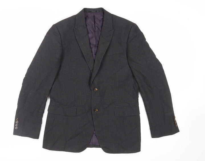 Fellini Mens Grey Polyester Jacket Suit Jacket Size 40 Regular