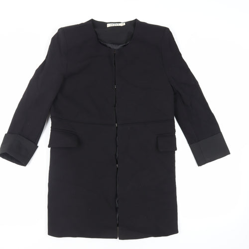 IVIVI Womens Black Overcoat Coat Size M Hook & Eye - Lightweight