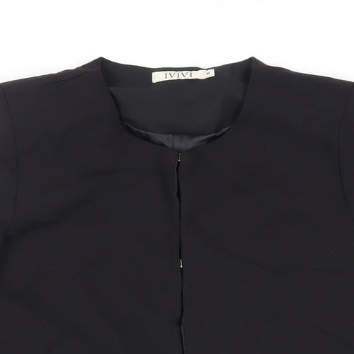 IVIVI Womens Black Overcoat Coat Size M Hook & Eye - Lightweight