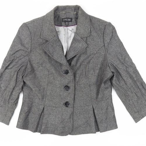 Episode Womens Grey Jacket Blazer Size 16 Button