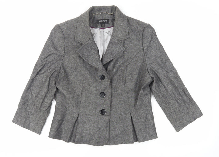 Episode Womens Grey Jacket Blazer Size 16 Button
