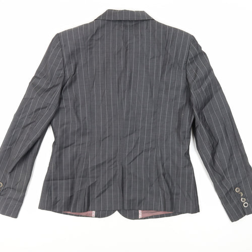 Charcoal & Chalk Womens Grey Striped Jacket Blazer Size 16 Button