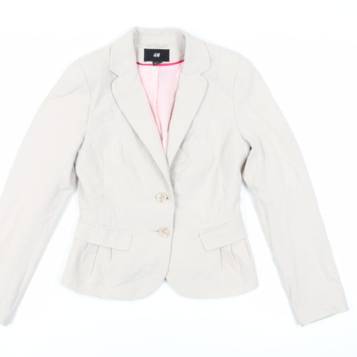 H&M Womens Beige Jacket Blazer Size 8 Button