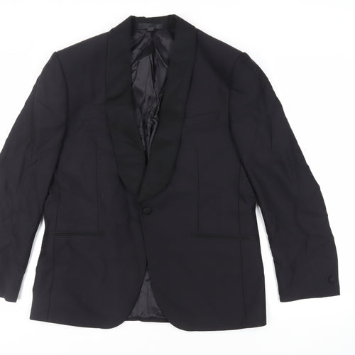 Marks and Spencer Mens Black Wool Tuxedo Suit Jacket Size 40 Regular