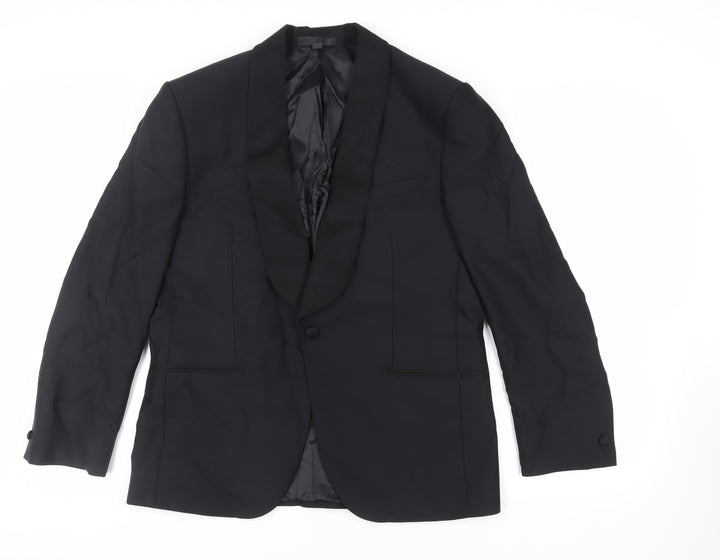 Marks and Spencer Mens Black Wool Tuxedo Suit Jacket Size 40 Regular