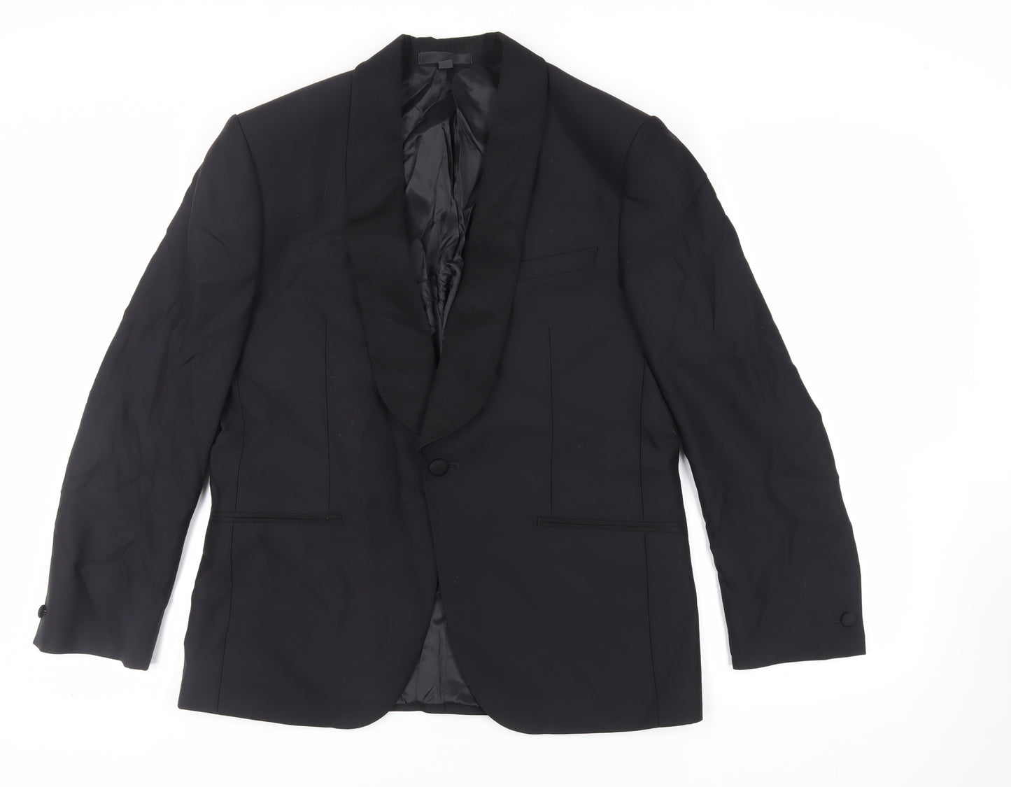 Marks and Spencer Mens Black Wool Tuxedo Suit Jacket Size 40 Regular