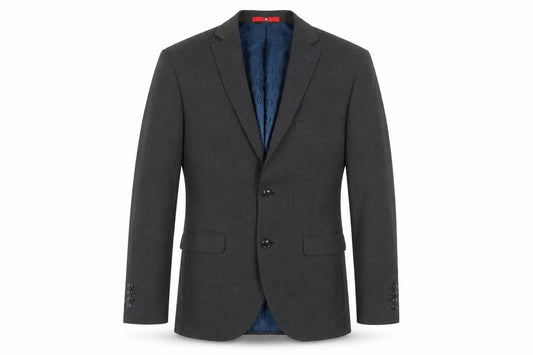 Front view of Lambretta men’s grey polyester jacket suit jacket, size 36, regular