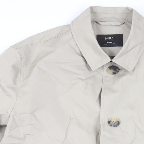 Marks and Spencer Mens Beige Rain Coat Coat Size M Button - Water Resistant, Stormwear