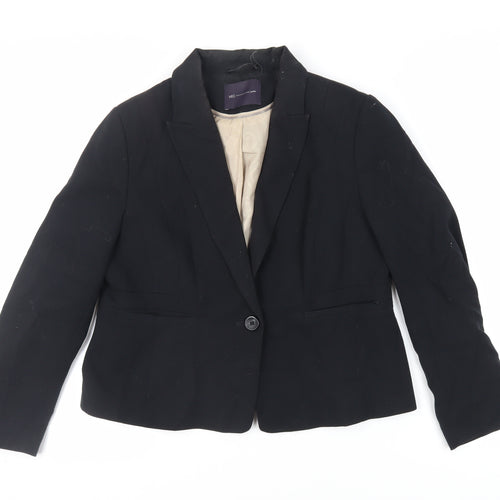 Marks and Spencer Womens Black Jacket Blazer Size 14 Button