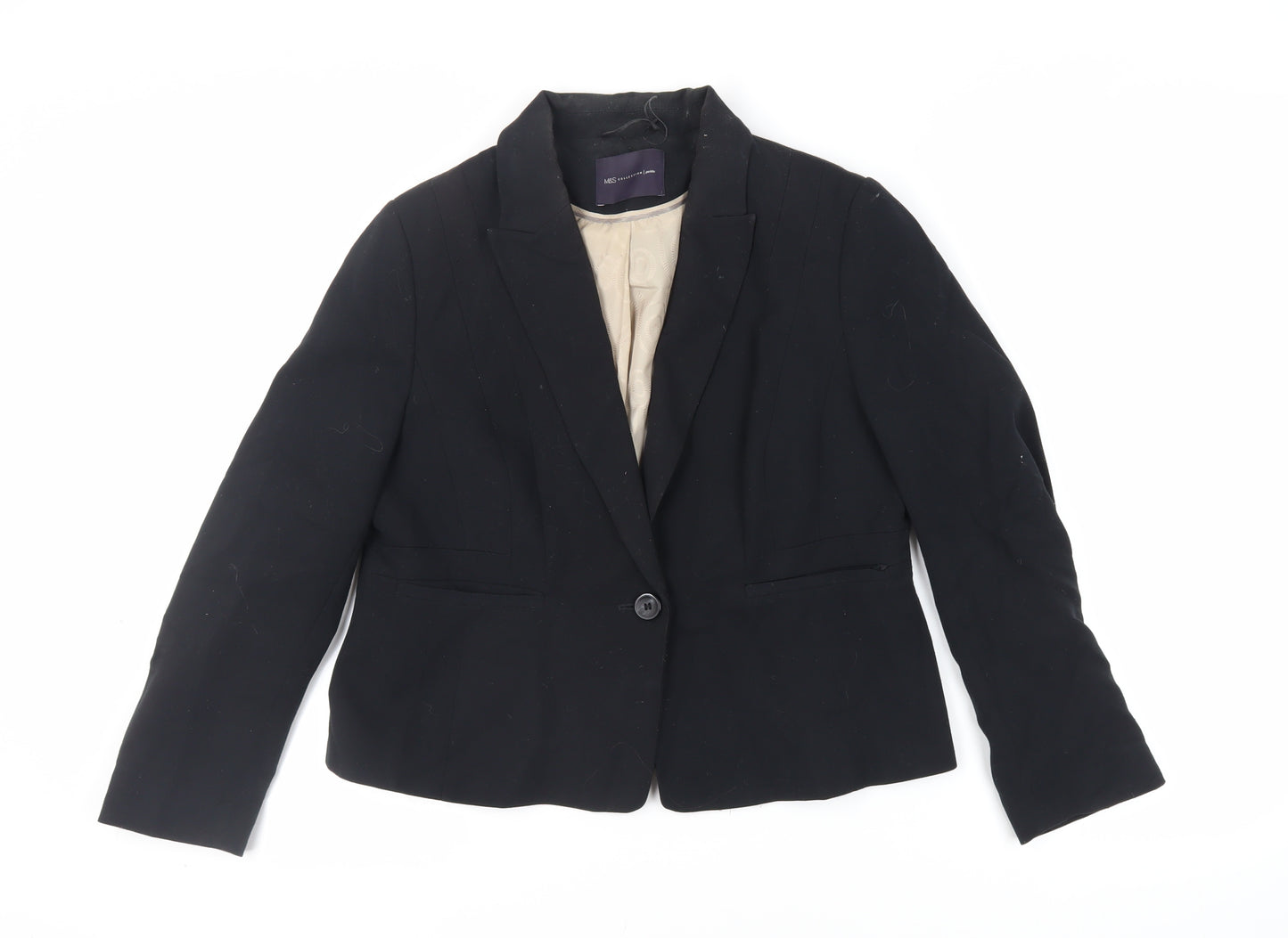 Marks and Spencer Womens Black Jacket Blazer Size 14 Button