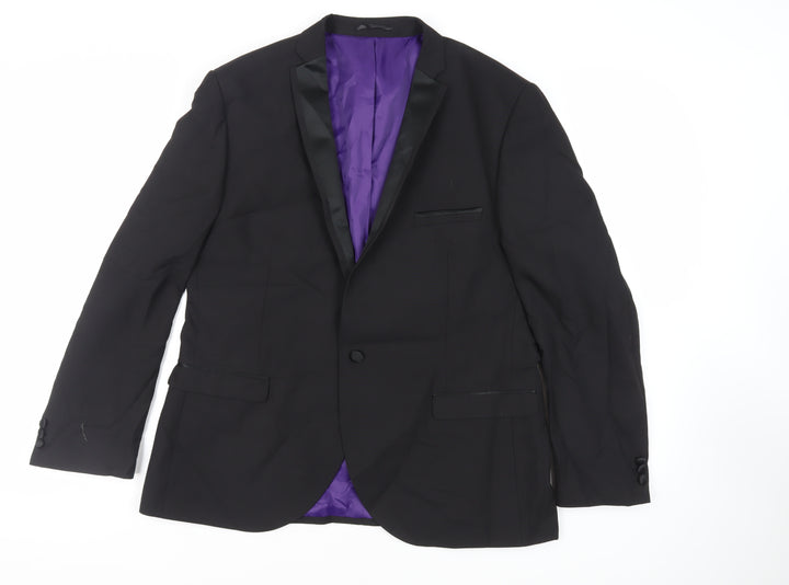 Ventura Mens Black Polyester Tuxedo Suit Jacket Size 46 Regular