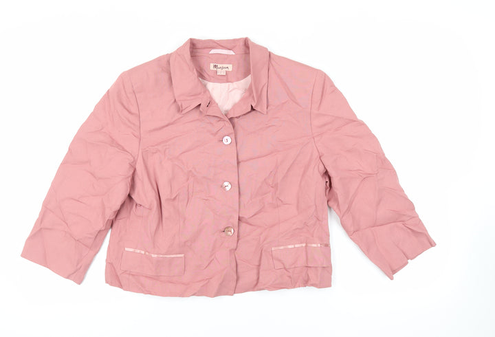 Monsoon Womens Pink Jacket Blazer Size 18 Button