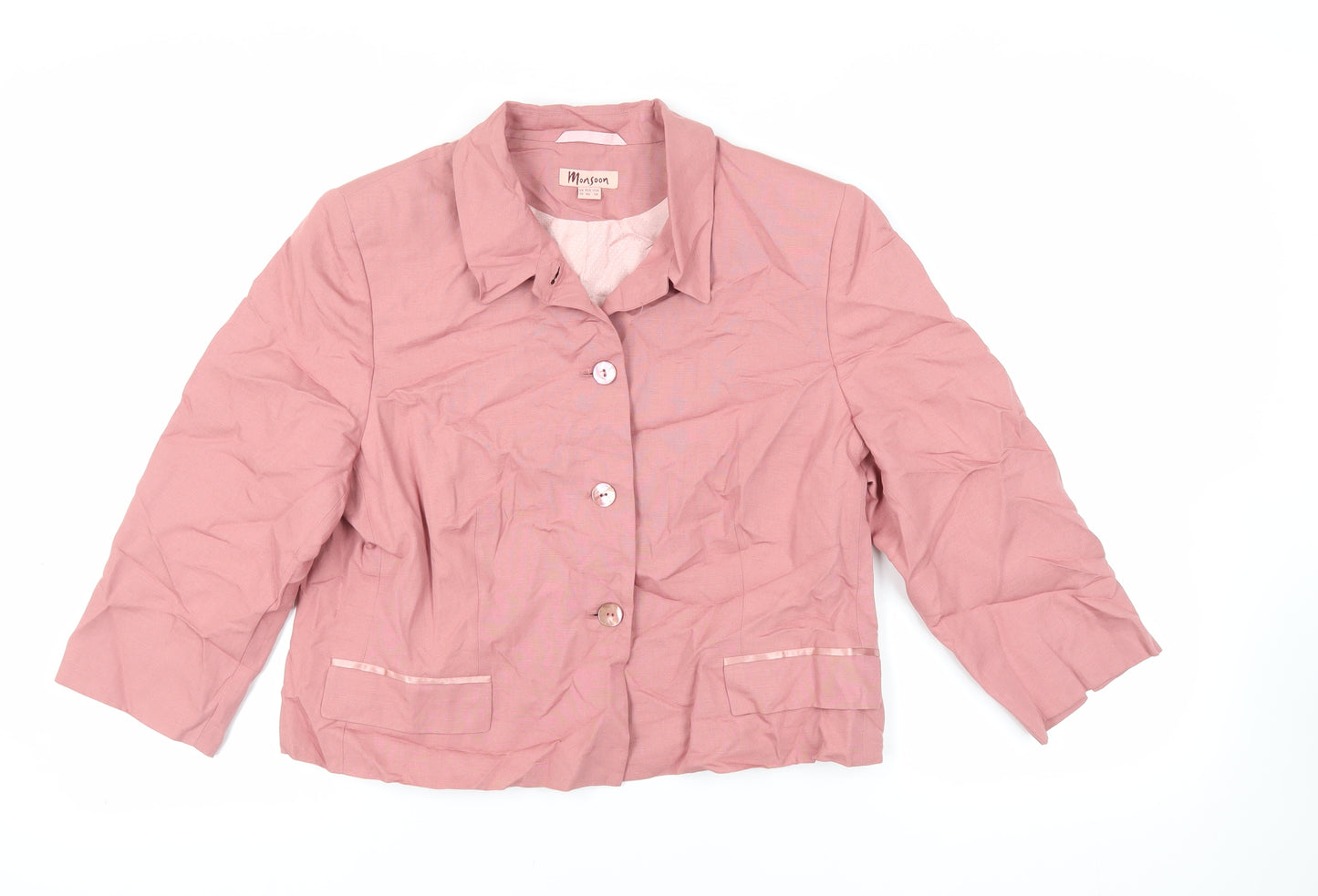 Monsoon Womens Pink Jacket Blazer Size 18 Button