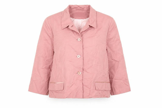 Front view of Monsoon women’s pink jacket blazer, size UK 18, button