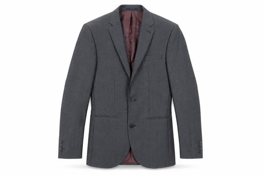 Front view of Next men’s grey wool jacket suit jacket, size 34, regular