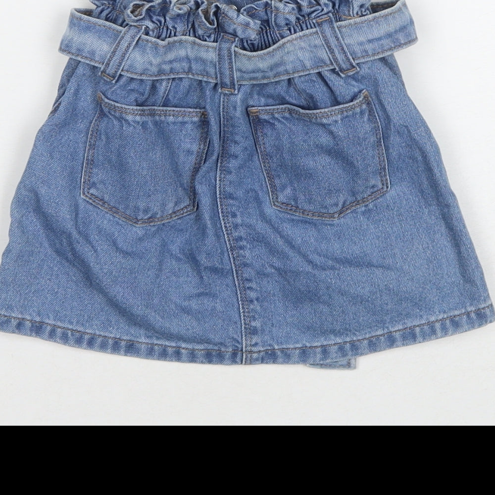 Matalan Girls Blue Cotton A-Line Skirt Size 6 Years Regular Pull On