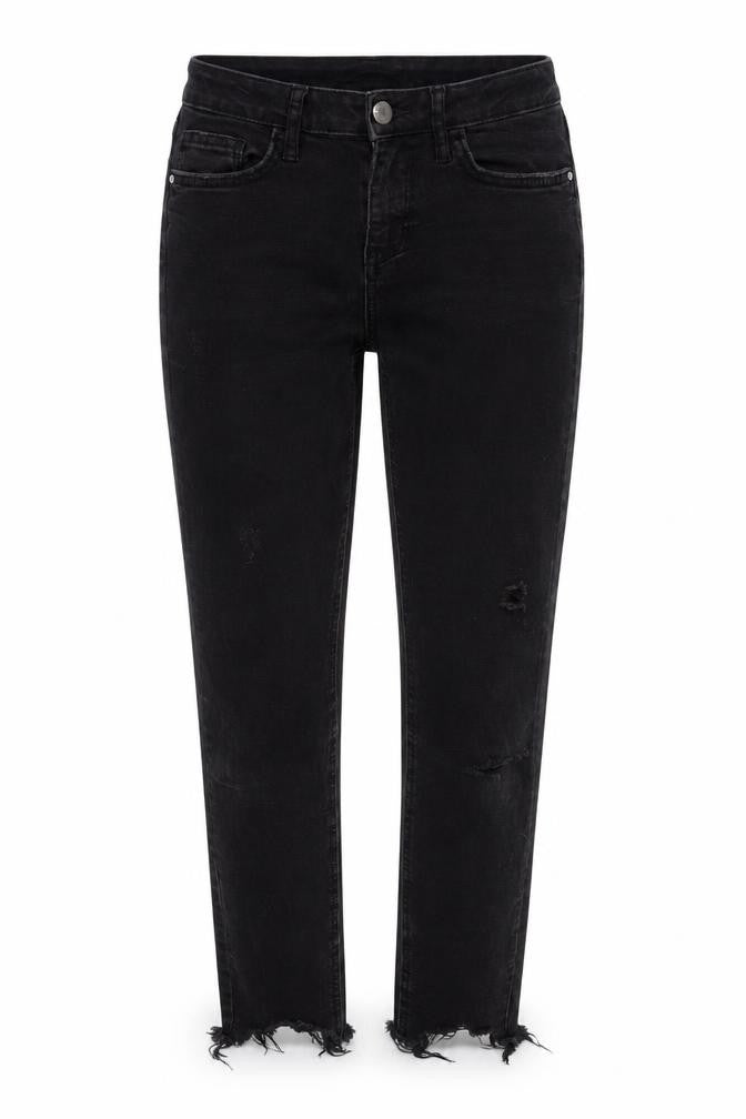 Denim & Co. Womens Black Cotton Cropped Jeans Size 8 L26 in Regular Zip