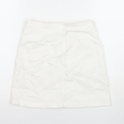H&M Girls White Cotton A-Line Skirt Size 12-13 Years Regular Button
