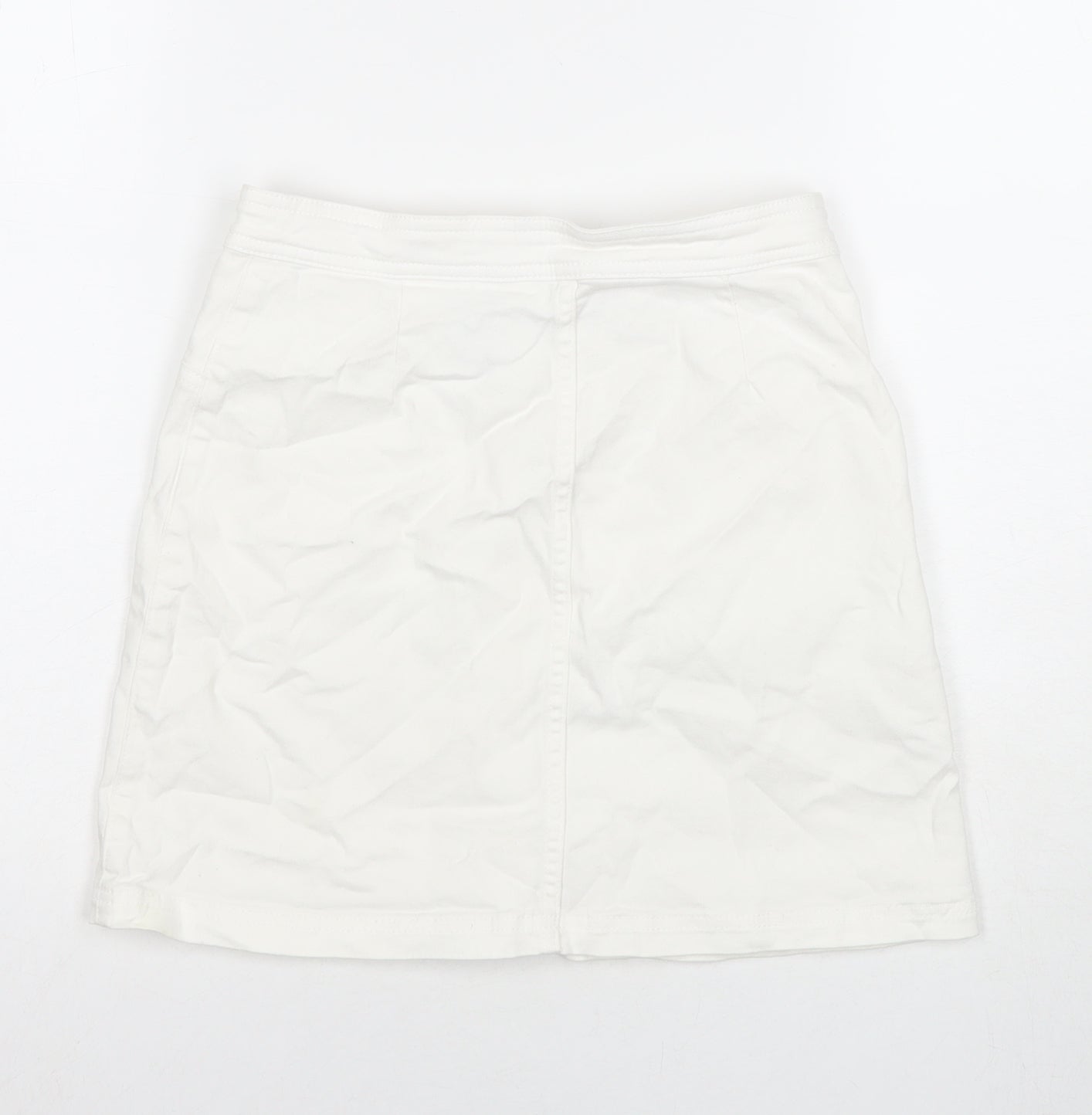 H&M Girls White Cotton A-Line Skirt Size 12-13 Years Regular Button