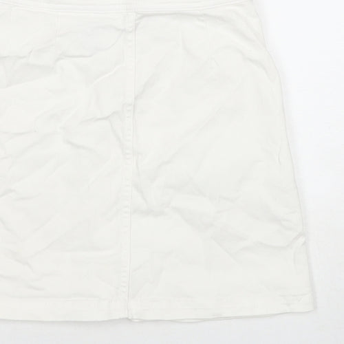 H&M Girls White Cotton A-Line Skirt Size 12-13 Years Regular Button