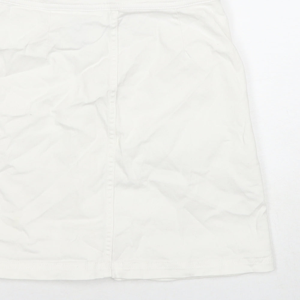 H&M Girls White Cotton A-Line Skirt Size 12-13 Years Regular Button