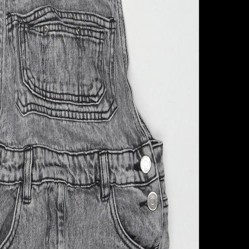 George Girls Grey Cotton Pinafore/Dungaree Dress Size 9-10 Years Square Neck Buckle