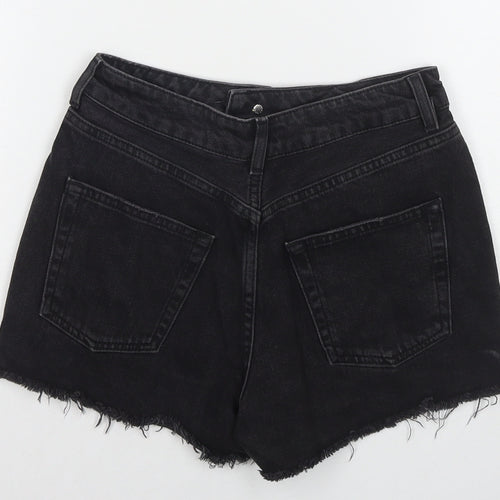 Topshop Womens Black Cotton Mom Shorts Size 6 L3 in Regular Zip