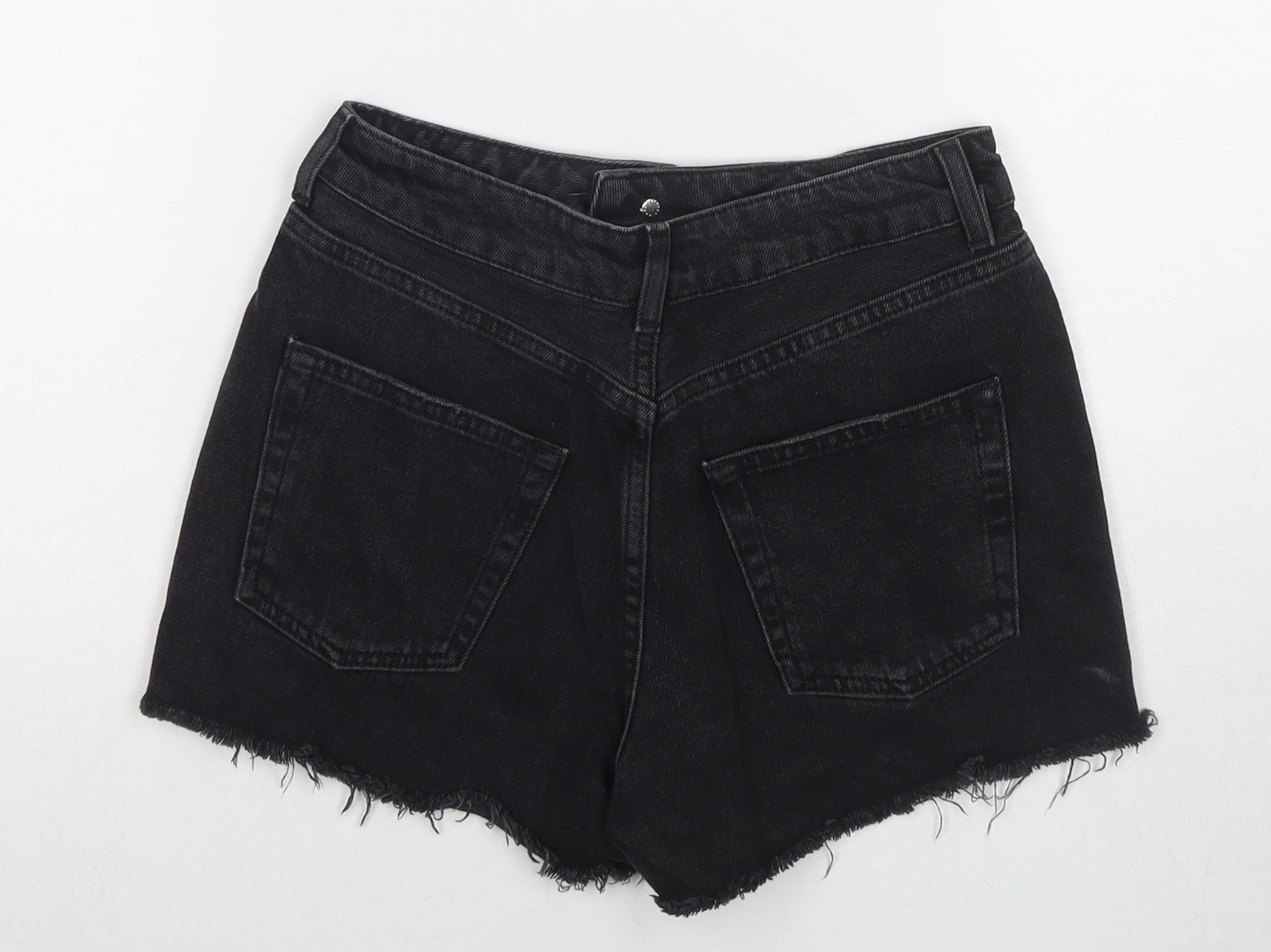 Topshop Womens Black Cotton Mom Shorts Size 6 L3 in Regular Zip