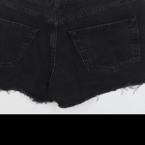 Topshop Womens Black Cotton Mom Shorts Size 6 L3 in Regular Zip