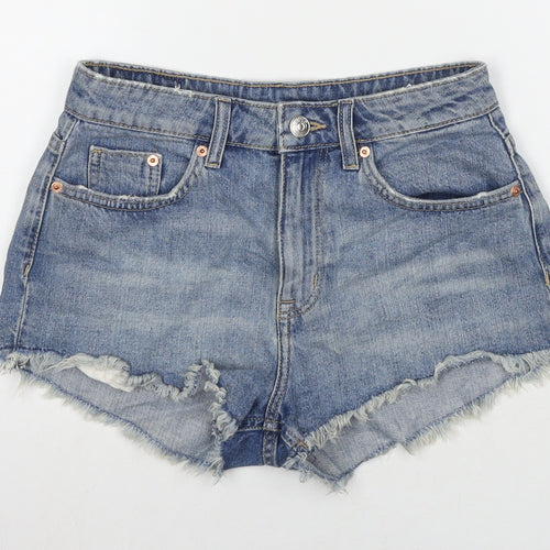 Divided by H&M Womens Blue Cotton Cut-Off Shorts Size 8 L3 in Regular Zip