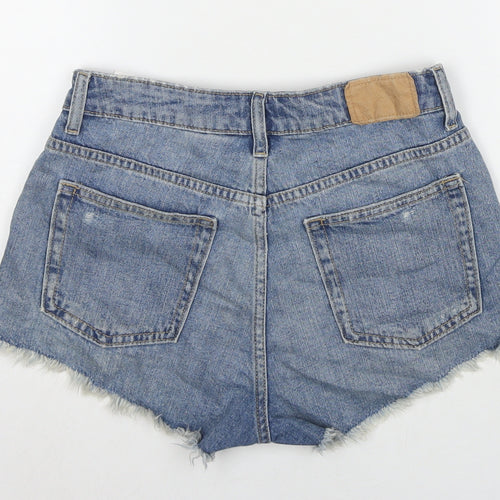 Divided by H&M Womens Blue Cotton Cut-Off Shorts Size 8 L3 in Regular Zip