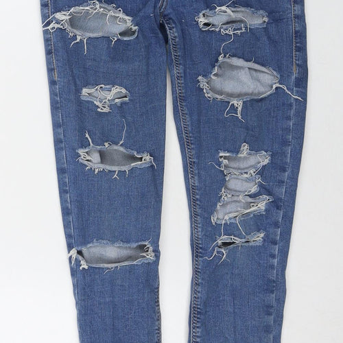 Topshop Womens Blue Cotton Skinny Jeans Size 28 in L30 in Regular Zip