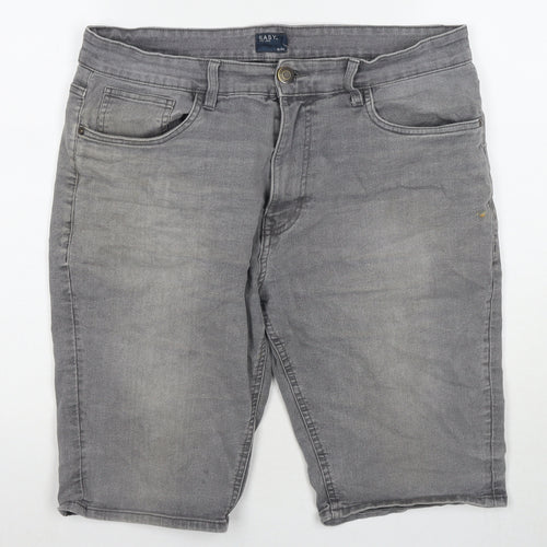 Easy Mens Grey Cotton Bermuda Shorts Size 34 in L10 in Regular Zip