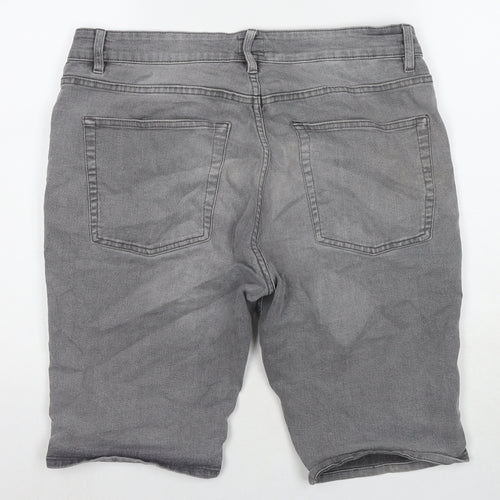 Easy Mens Grey Cotton Bermuda Shorts Size 34 in L10 in Regular Zip