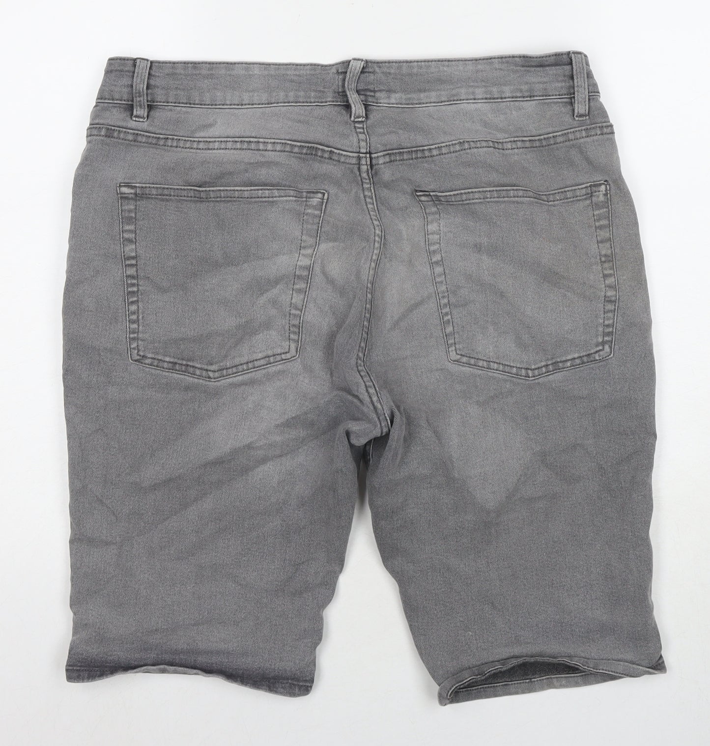Easy Mens Grey Cotton Bermuda Shorts Size 34 in L10 in Regular Zip