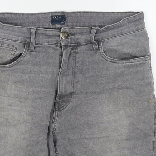 Easy Mens Grey Cotton Bermuda Shorts Size 34 in L10 in Regular Zip