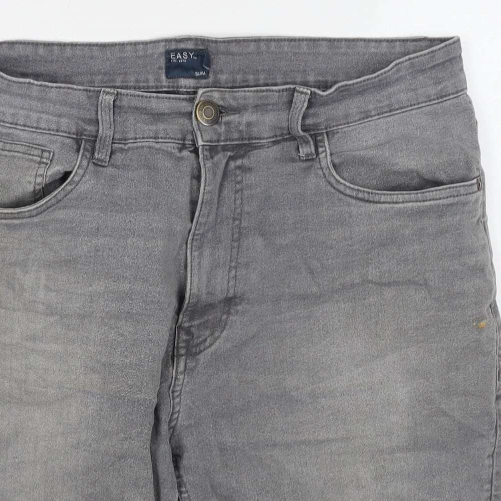 Easy Mens Grey Cotton Bermuda Shorts Size 34 in L10 in Regular Zip